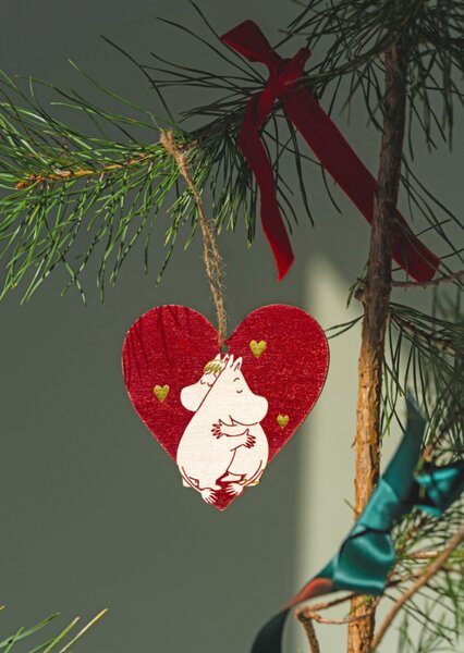 Muurla Vianočná dekorácia Moomin Heart, preglejka