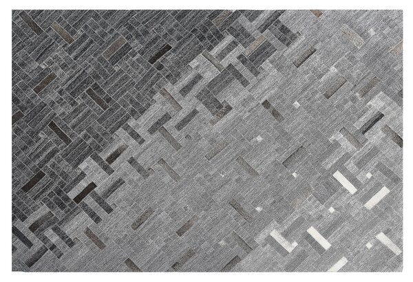 Koberec sivá viskóza koža 140 x 200 cm obdĺžnikový tvar geometrický vzor ručná výroba moderný štýl obývačka spálňa