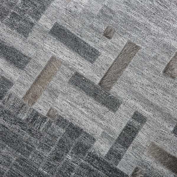 Koberec sivá viskóza koža 140 x 200 cm obdĺžnikový tvar geometrický vzor ručná výroba moderný štýl obývačka spálňa