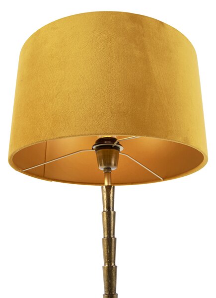 Stolná lampa v štýle Art Deco s plyšovým tienidlom žltá 35 cm - Pisos