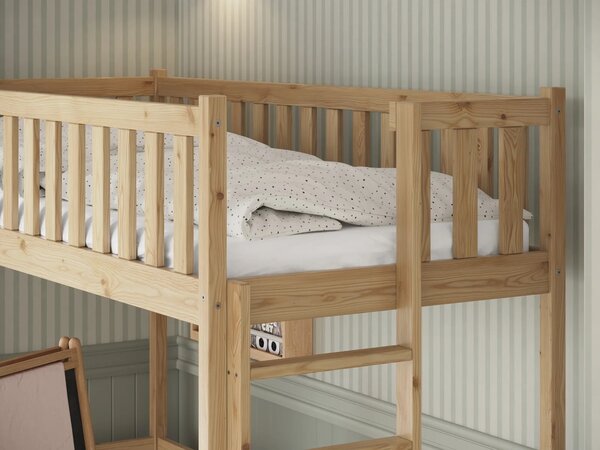 Vyvýšená posteľ Livo 80x160 Bezfarebný lak