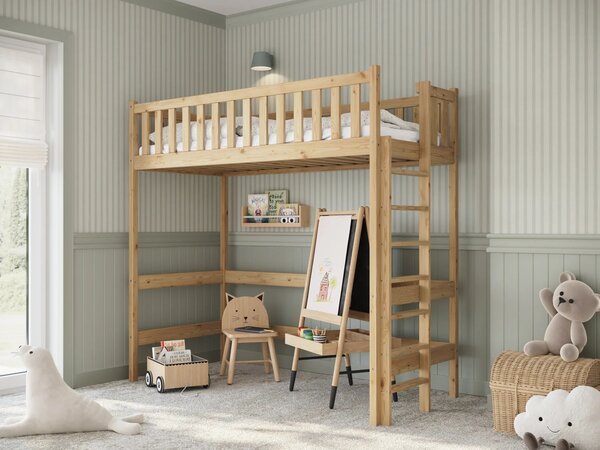 Vyvýšená posteľ Livo 80x160 Bezfarebný lak