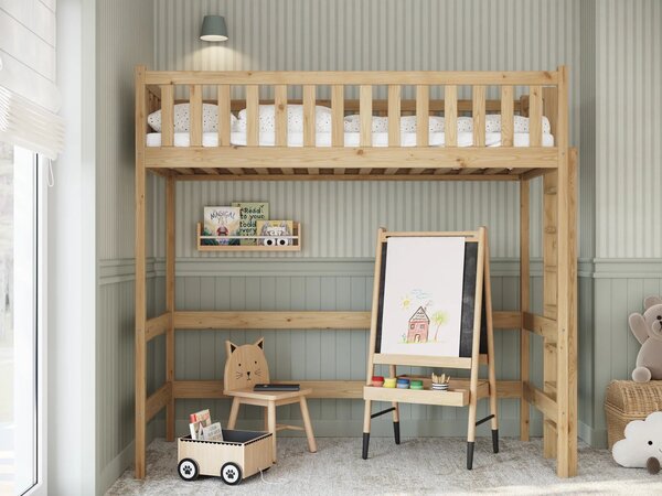 Vyvýšená posteľ Livo 80x160 Bezfarebný lak