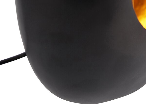 Dizajnová stolná lampa čierna so zlatým vnútrom 36 cm - Cova