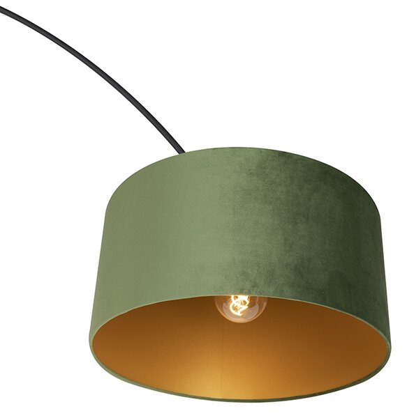 Oblúková lampa čierna zamatová tienidlo zelená so zlatom 50 cm - XXL