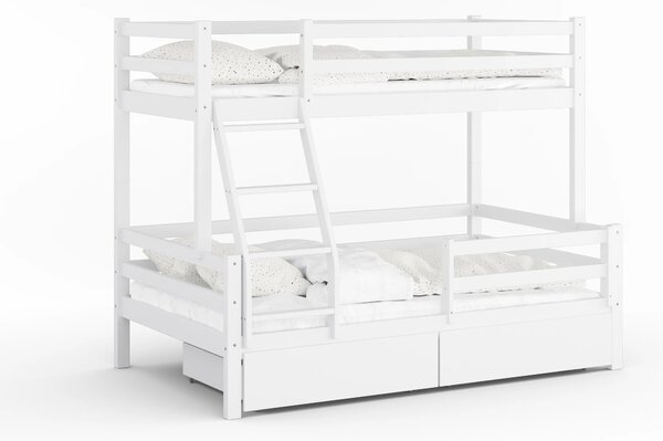 Poschodová posteľ pre 3 deti Koro 90/120x160 Biela
