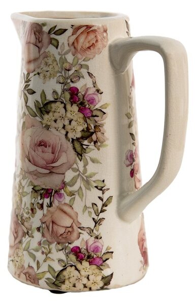 Keramický dekoračný džbán s ružami Rosien M - 15*10*19 cm - Clayre & Eef