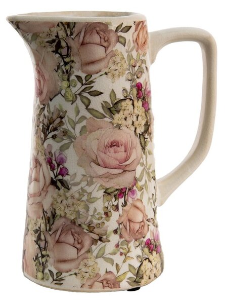 Keramický dekoračný džbán s ružami Rosien M - 15*10*19 cm - Clayre & Eef