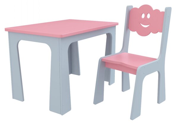 Stol a stolička operka mrak šedo-růžová