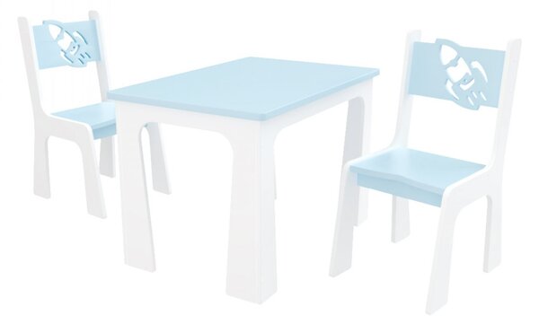 Stol + dve stoličky raketa modro-biela