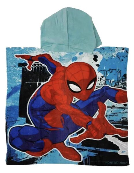 Detské pončo SPIDER MAN modrý 55x110cm Setino