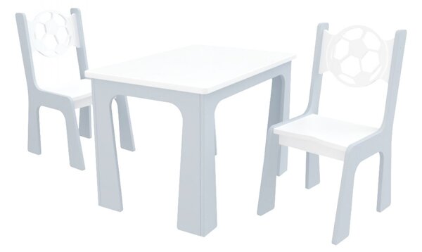 Stol + dve stoličky lopta bielo-šedá