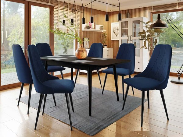 Mirjan24 Rozkladací stôl Vidariko 140x80 so 6 kreslami ST91 02, Farby: čierna, Potah: Magic Velvet 2258 5903211161773