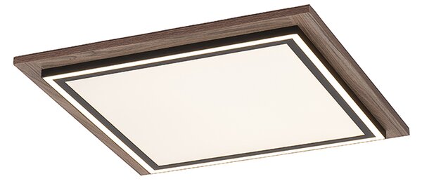 Stropné svietidlo drevené štvorcové vrátane LED s diaľkovým ovládaním - Ajdin