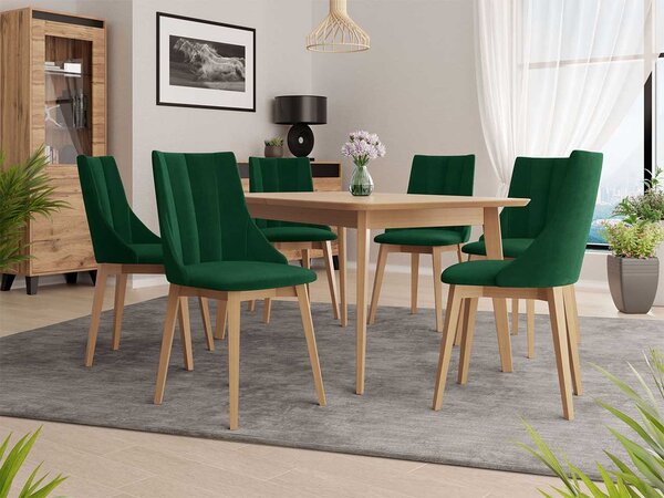 Mirjan24 Rozkladací stôl Botiler 140x80 so 6 stoličkami ST97 07, Farby: natura, Potah: Magic Velvet 2250 5903211163050