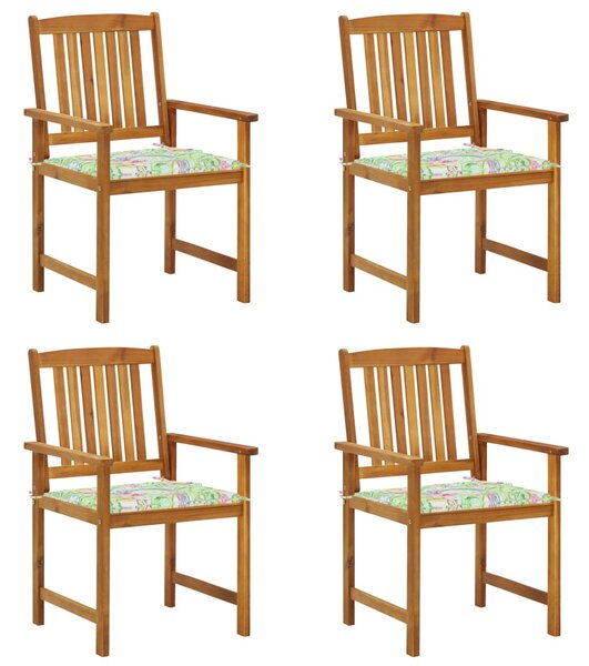 Záhradné stoličky s podložkami 4 ks, akáciový masív