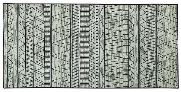 Koberec čierny sivý polyester 80 x 150 cm nízky vlas trojuholníky tlačené obdĺžnikové