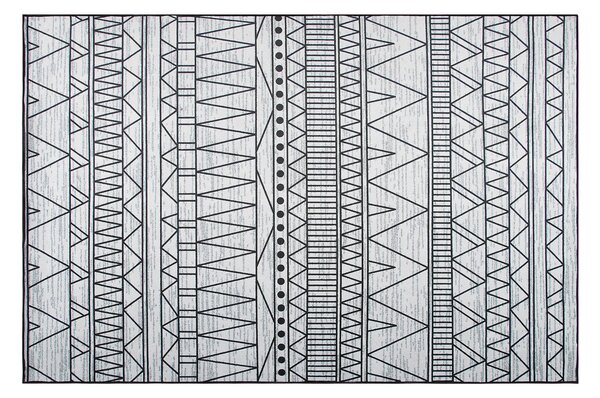 Koberec čierno-sivý polyesterový 140 x 200 cm s krátkym vlasom obdĺžnikový s geometrickým vzorom