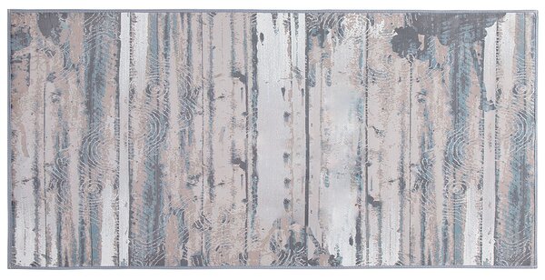 Koberec sivý a béžový polyesterový 80 x 150 cm krátky vlas abstraktný vzor moderný