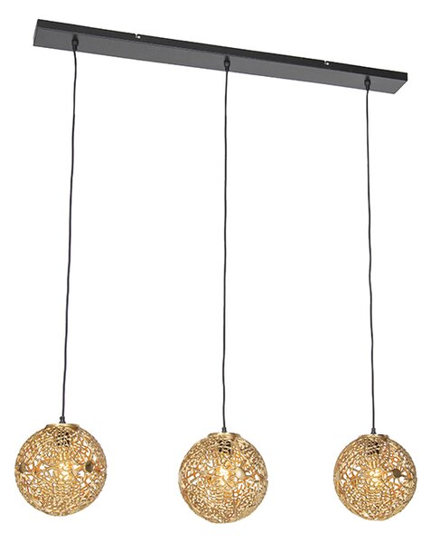 Art Deco závesná lampa zlatá predĺžená 3-svetlá - Maro