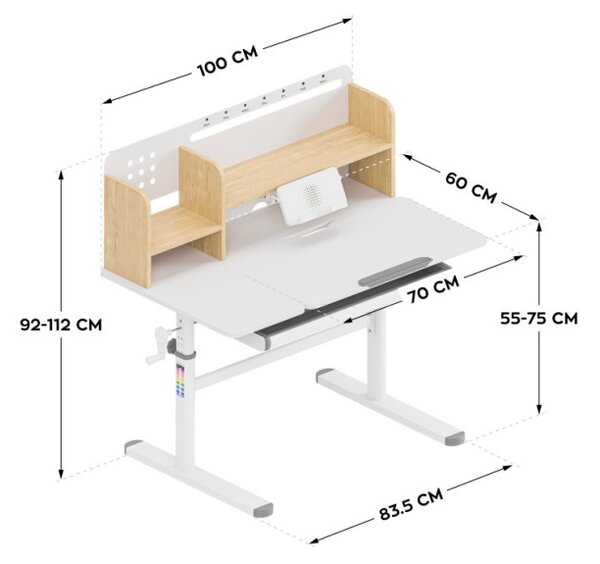 Detský rastúci písací stôl Mark Adler Study 5.7 Grey