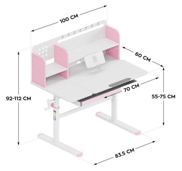Detský rastúci písací stôl Mark Adler Study 5.7 Pink