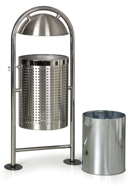 Vonkajší nerezový odpadkový kôš, 27 l, 460 x 320 x 1150 mm