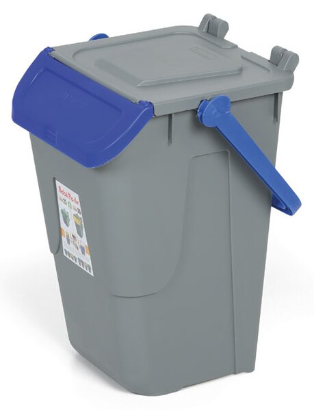 Plastový odpadkový kôš na triedenie odpadu ECOLOGY II, 35 l, sivá/modrá