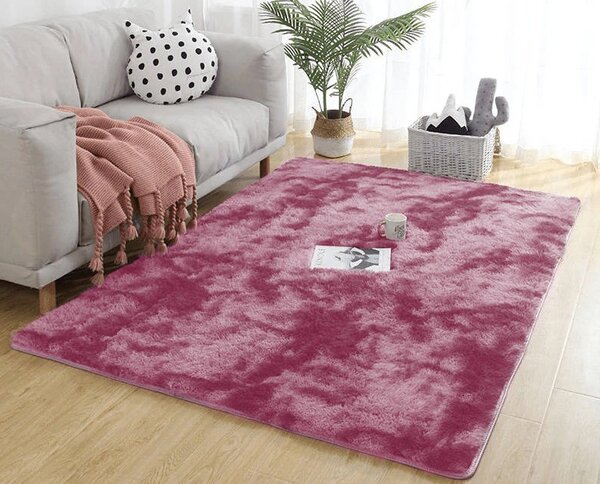 TZ Tmavoružový obdĺžnikový shaggy koberec Ombre Rozmer: 120x170 cm