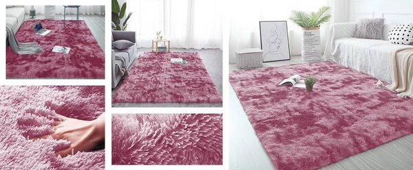 TZ Tmavoružový obdĺžnikový shaggy koberec Ombre Rozmer: 120x170 cm