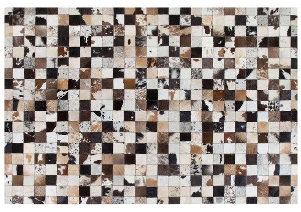 Koberec viacfarebný kožený 160 x 230 cm moderný patchworkový z hovädzej kože ručne vyrobený