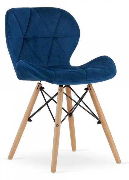 SUPPLIES LAGO Jedálenská velúrová stolička - modrá farba