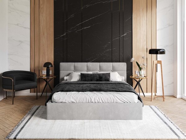 Čalúnená manželská posteľ s úložným priestorom Ingrit - sivá Rozmer: 180x200