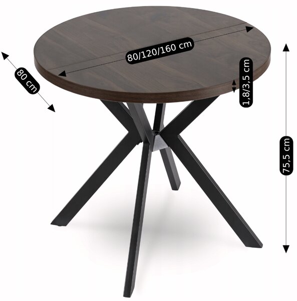 Rozkladací stôl DORIAN 80-160 cm orech/čierna