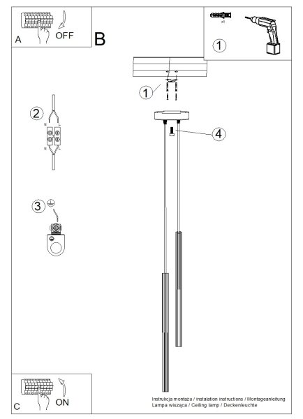 Sollux SL.1867 - Závesný luster na lankách ARCHE 2xG9/8W/230V čierna