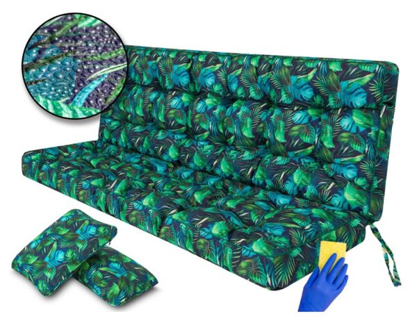 Vankúš na záhradnú hojdačku POLA 100 cm oxford, modré lístie