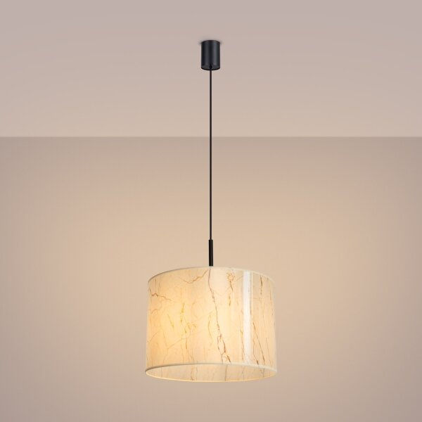 Sollux SL.1850 - Závesný luster na lanku NEVIA 1xE27/15W/230V, priemer 40 cm, mramor/béžová
