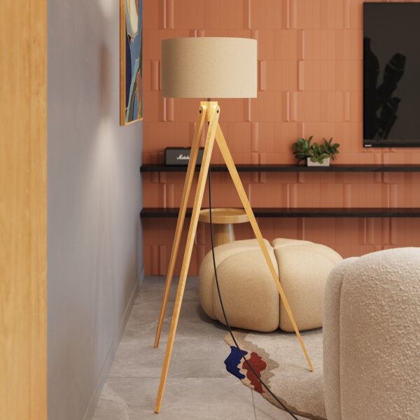 Sollux SL.1905 - Stojacia lampa NATT 1xE27/15W/230V béžovo-hnedá