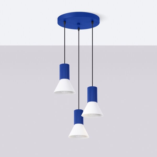 Sollux SL.1875 - Luster na lanku ESTRIA 3xE14/10W/230V pr. 30 cm modrá