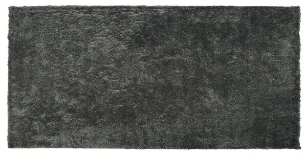 Koberec shaggy tmavosivý zmes bavlny a polyesteru 80 x 150 cm huňatý s vysokým vlasom