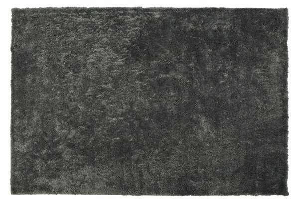 Koberec shaggy tmavosivý zmes bavlny a polyesteru 140 x 200 cm huňatý s vysokým vlasom