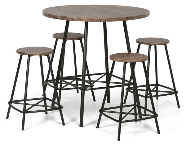 Jedálenská/barová sada WELLINGTON ROUND, stôl priemer 90 cm + 4 stoličky