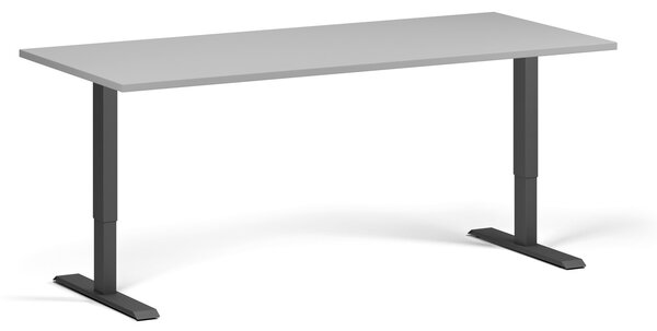 Výškovo nastaviteľný stôl, 180x80 cm, 1 motor, čierna podnož, sivá