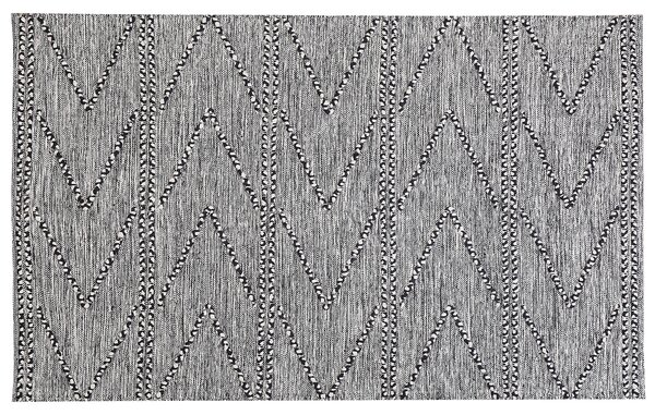 Koberec čierny s bielym 140 x 200 cm nízky vlas geometrický vzor obdĺžnikový moderný