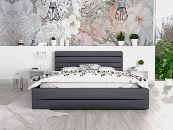 Čalúnená manželská posteľ s úložným priestorom Milada - grafit Rozmer: 160x200