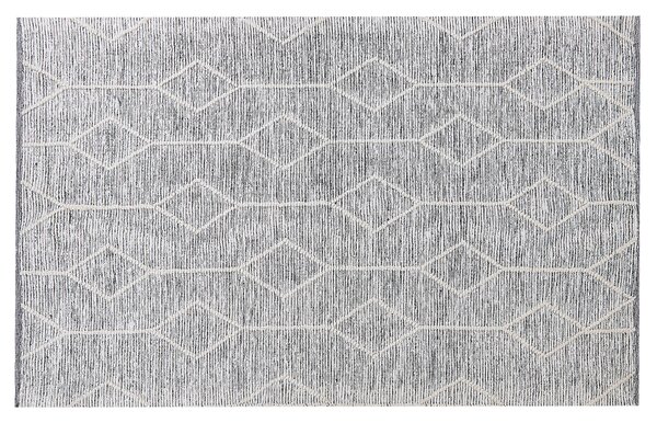 Koberec sivý a béžový zmes bavlny a vlny 140 x 200 cm s geometrickým vzorom ručne tkaný obdĺžnikový moderný