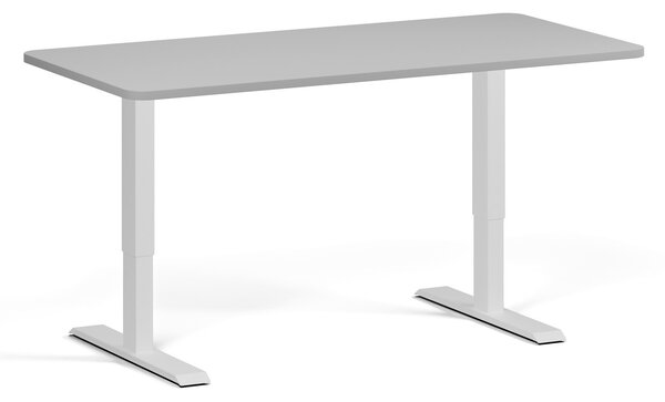 Výškovo nastaviteľný stôl, 160x80 cm, 1 motor, zaoblené rohy, sivá podnož, sivá