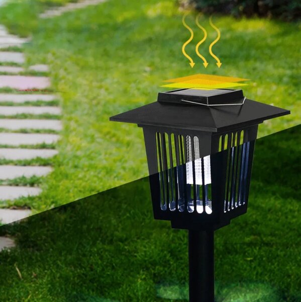 LED solárna lampa na hmyz J-22 čierna