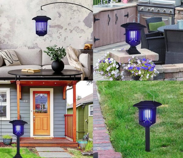 LED solárna lampa na hmyz J-22 čierna