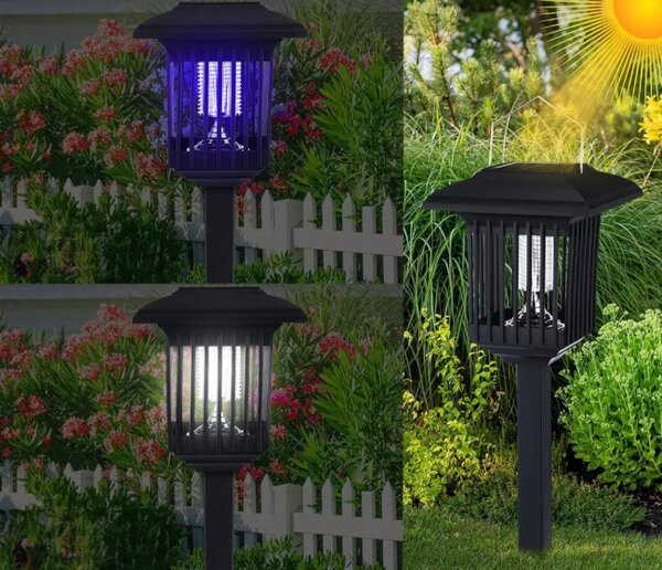 LED solárna lampa na hmyz J-22 čierna